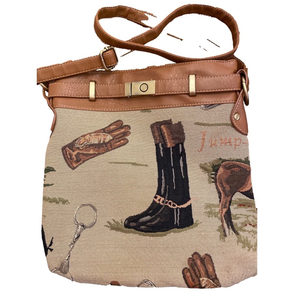 Signare Beige Brown Horse Print Crossbody Bag